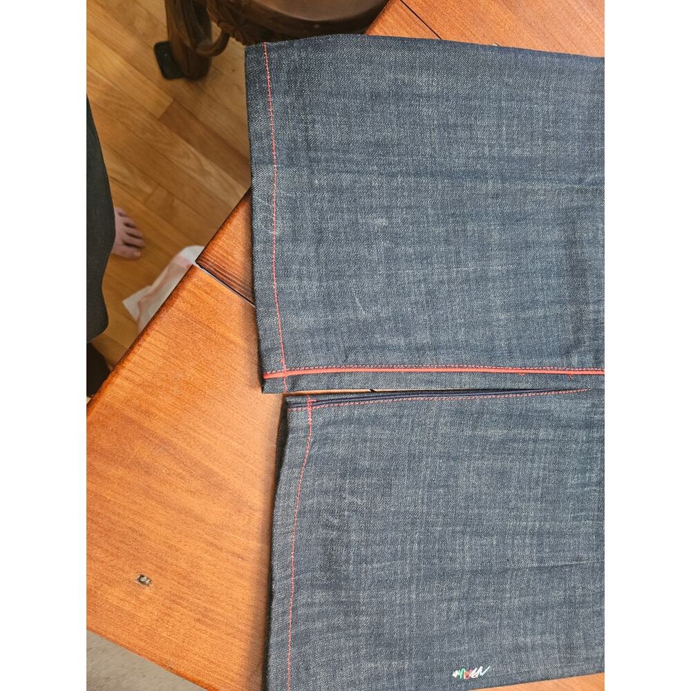 Coogi Wide Leg Jeans W40 L34 Red Contrast Stitching Embroidered Pockets Y2K - Picture 4 of 16
